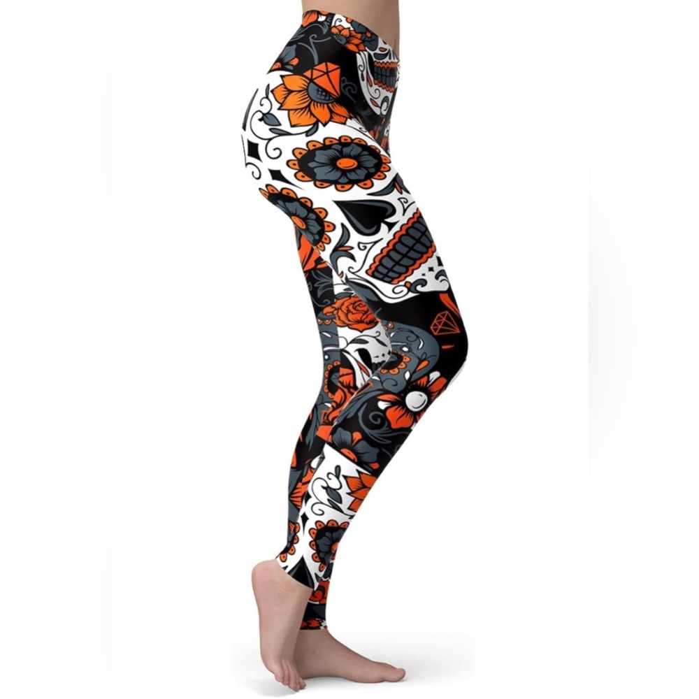 Sissycos Women's Sugar Skull Leggings Buttery Soft Print - Picture 4 of 6